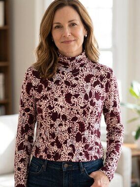 NWT Ann Taylor Women’s Medium Floral Long Sleeve Turtleneck